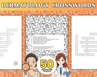 DERMATOLOGISTS Printable Crossword – 50 Dermatology-Themed Puzzles PDF – Brain Games for Students & Professionals – Instant Download