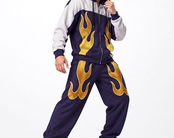 Felpa con cappuccio e zip T4/5 Flame unisex e pantaloni da jogging a gamba larga, taglie incluse - VENDUTI SEPARATAMENTE -