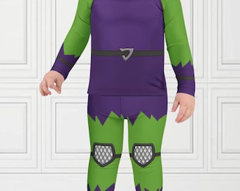 Set unisex per bambini Goblin separato Rash Guard + Leggings Super Villain Comics Green Goblin Cosplay Halloween Ragazzi e Ragazze - VENDUTO SEPARATAMENTE -