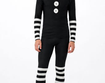Unisex Kids & Youth Freddy Marrionette Cosplay Separates Black White Halloween Clown Puppet Outfit