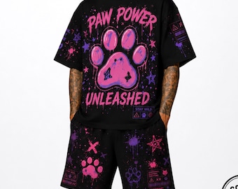 Unisex Furry Inspired Streetwear\Sportswear Set Cotton Oversized Shirt + Shorts Size & Gender inclusive