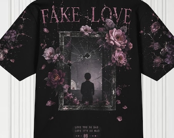 Cotton Unisex Fake Love Kpop Music Tour Outfit Idols Reunion Oversized T-shirt & Wide Leg Pants