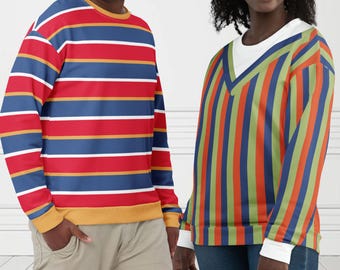 2XS-6XL Unisex Ber & Ern Inspiriert Sweatshirt Sesamsamen Bunt Spaß Cosplay Halloween Set Süß Paar Kostüm Gay Icons Gestreift Langarm