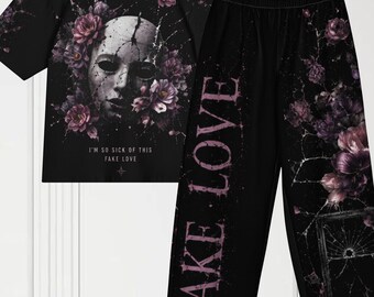 Cotton Unisex Fake Love Kpop Music Tour Outfit Idols Reunion Oversized T-shirt & Wide Leg Pants