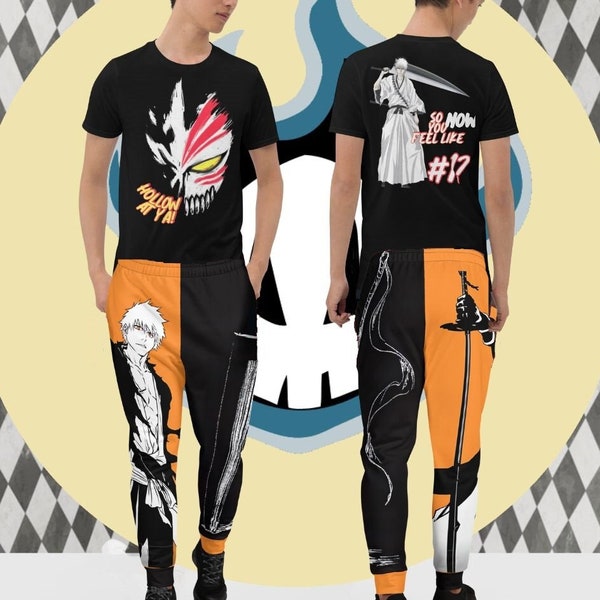 Bleach Anime Series 2 Piece Set, Unisex T-shirt + Recycled Men's Joggers, Anime Fan/Lovers Gift, Hollow Ichigo and Bankai/Shikai Modes