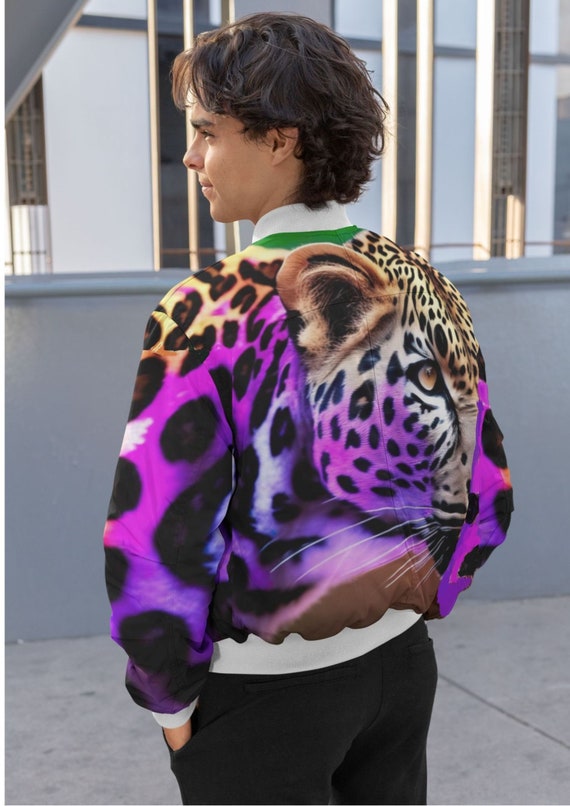 Unisex Bomber Jacket Purple Cheetah Design Neon Animals -  Canada