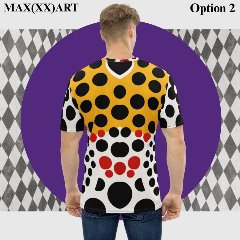 Yayoi Kusama Style, 2 Versions Men Crew Neck T-Shirt, Polka Dot Design, Abstract Art, Streetwear, Party shirt, Asymmetric Symmetric Design image 6