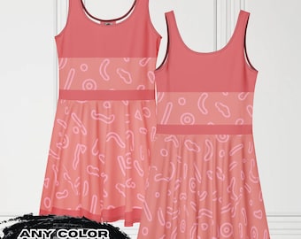 Costum Colored Personality Dress Living Dream Inspired Flared Skirt TankTop Fit Gaming Inspired Fan Merchandise