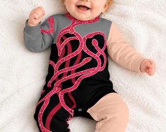 Newborn - Toddler TaylorMade . Red Snake Reputation Romper, Showgirl Era, Popstar Costume,  Halloween -FAKE GLITTER EFFECT-