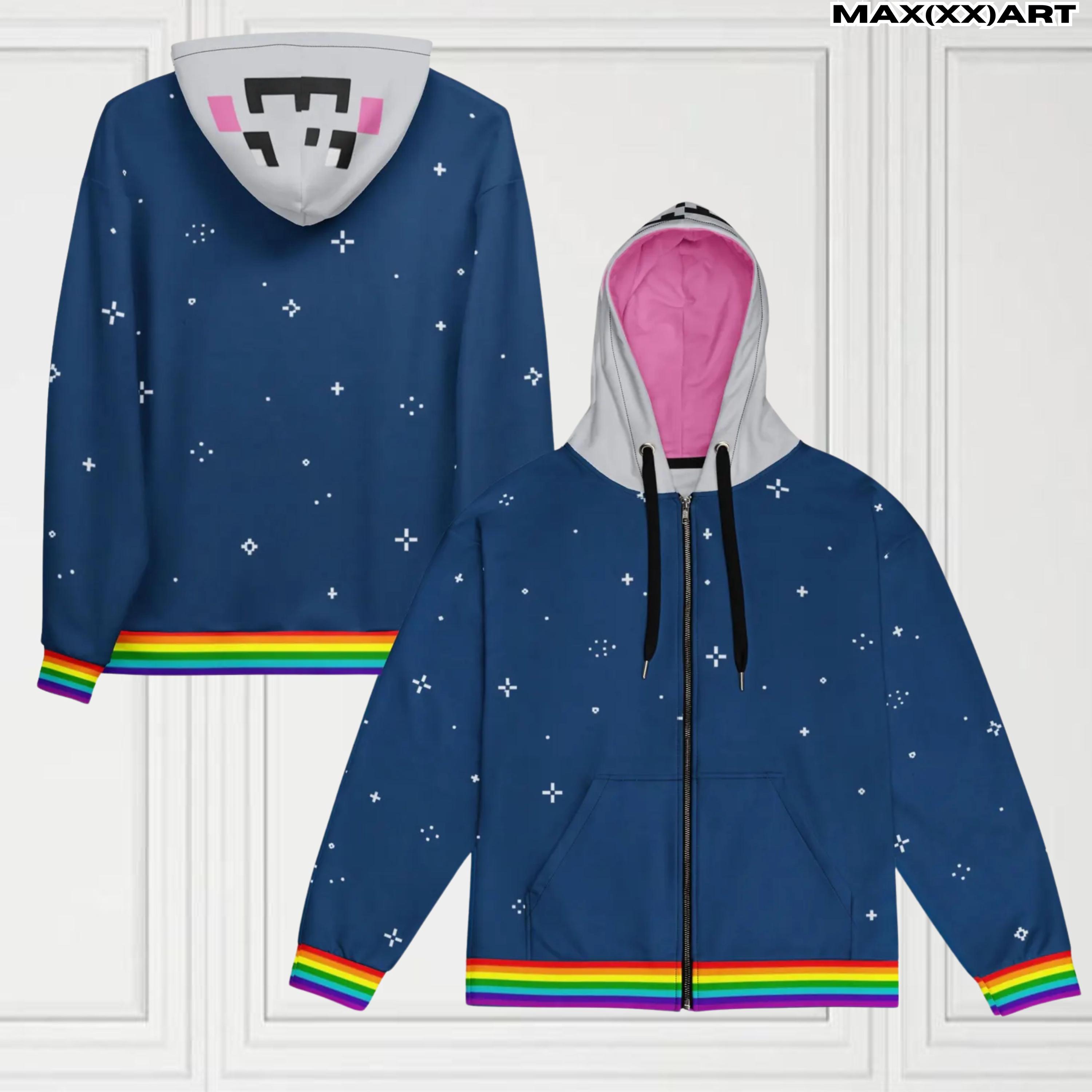 Unisex Rainbow Galaxy Kitty Inspired (zip) Hoodie Scene Kid