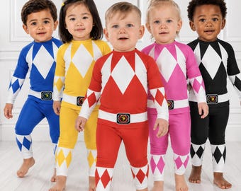 Unisex Barn Röd, Gul, Grön, Rosa, Svart Power Suit Separater Old School Serietidning Tecknad Cosplay Superhjälte Halloween - SÄLJS SEPARAT -