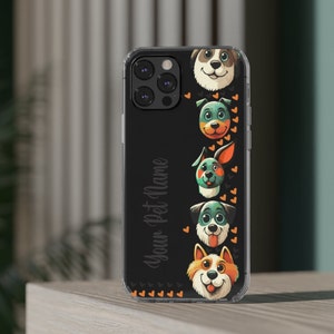 Bonita funda de dibujos animados para amantes de los perritos y los cachorros para iPhone 11, 12, 13, 14, 15 Pro Max Plus, funda de teléfono con nombre estético personalizado/regalo personalizado