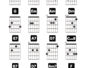 Beginner Guitar Chord Chart Printable, Essential Chords Cheat Sheet for Acoustic or Electric, Music Theory Reference Poster, A4 & Letter PDF
