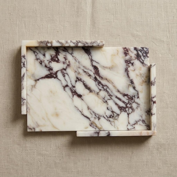 Calacatta Viola Marble Tray: Luxury Decorative Coffee Table Vanity Organizer