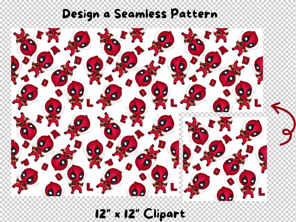 Deadpool Seamless Pattern: Superhero Digital Paper (JPG, PNG) - Etsy
