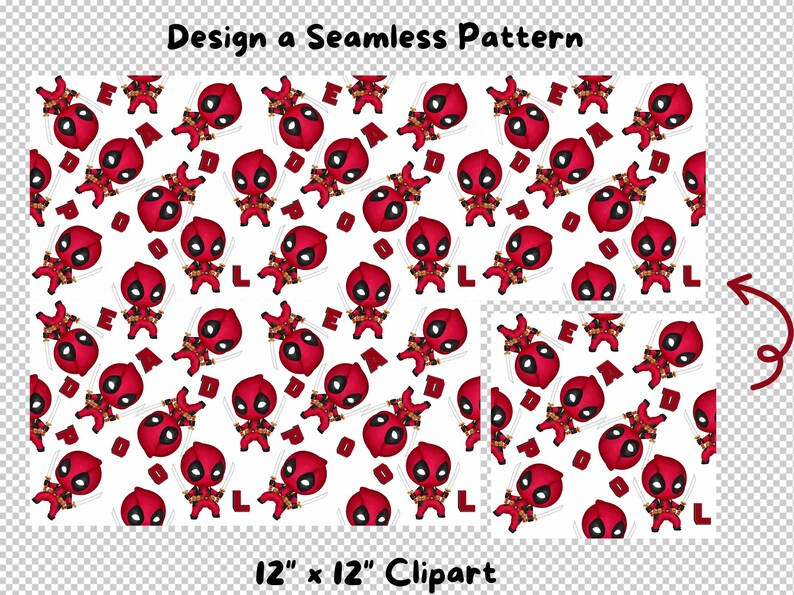 Deadpool Seamless Pattern: Superhero Digital Paper (JPG, PNG) - Etsy