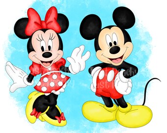 ミッキーマウスと仲間たちの水彩画クリップアート：漫画PNG（デジタル
