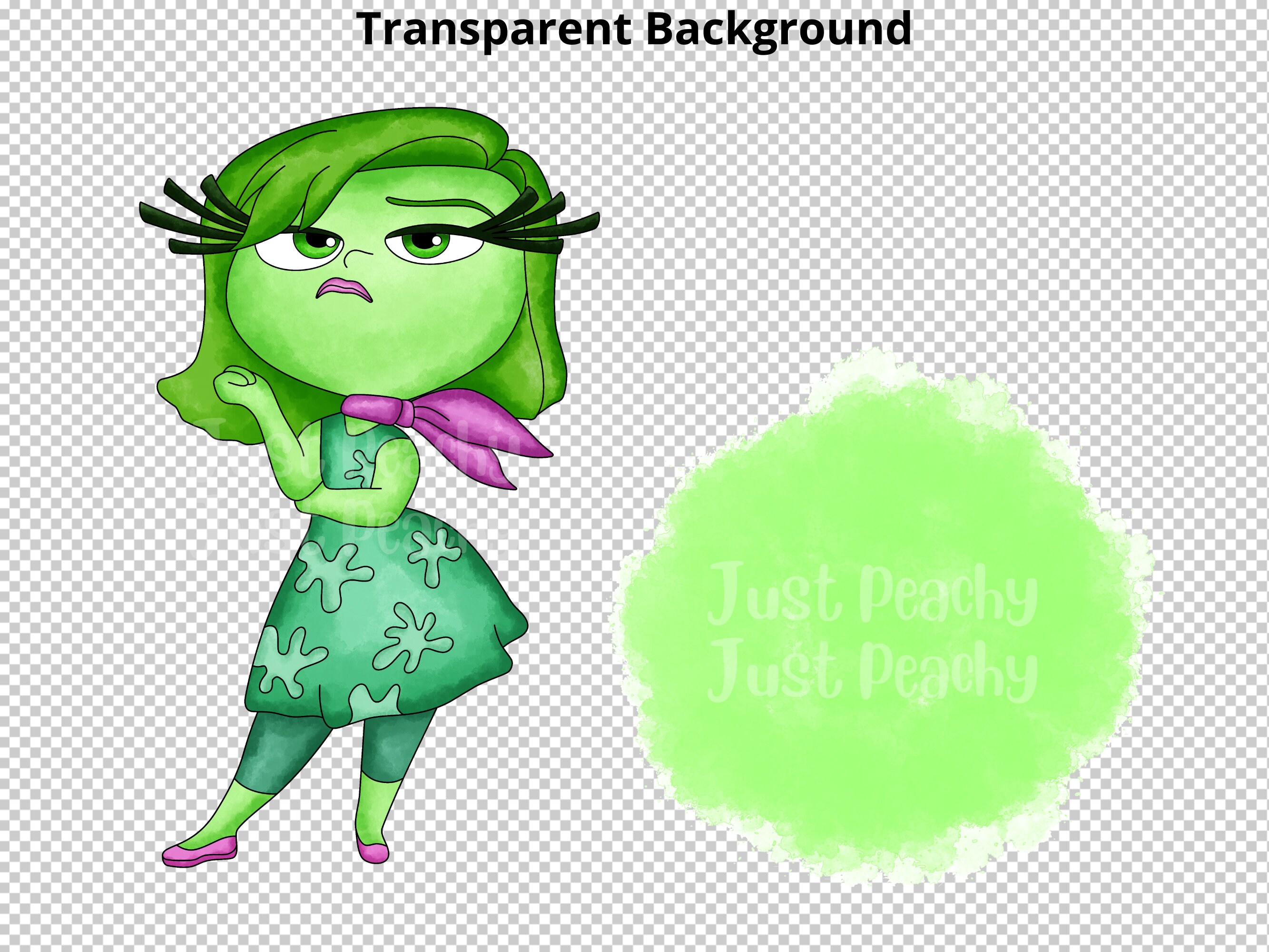 Disgust Inside Out Watercolor Clipart: Cartoon PNG (digital Download) - Etsy, image size:2667x2000