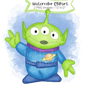Alien Toy Story Aquarell Clipart, niedliche Cartoon Illustration, Woody, Buzz Lightjahr, PNG, Dinosaurier, transparent, handgezeichnet, kommerziell