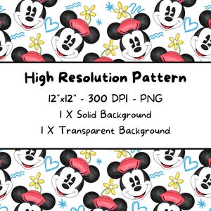Minnie Mouse Seamless Pattern, Watercolor, Digital Download, High ...