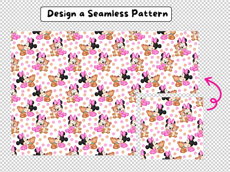 Baby Minnie Mouse Seamless Pattern, Watercolor, Digital Download, High ...
