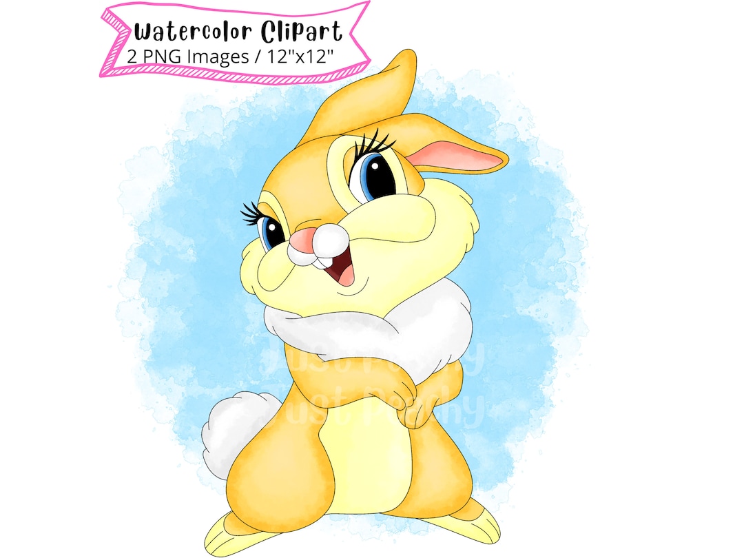 Bambi Girl Bunny Watercolor Clipart Set, Cartoon Illustration (PNG) - Etsy