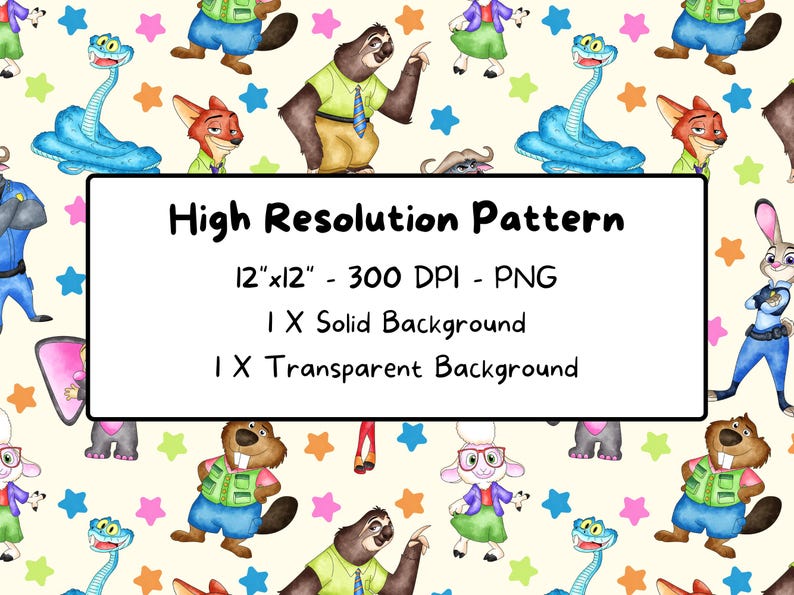 Zootopia Drawing Pattern Zootopia 2 Seamless Pattern, Watercolor Digital Pattern, Judy Hopps, - Etsy