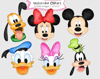 ミッキーマウスと仲間たちの水彩画の背景、ミッキーの仲間たちのpng