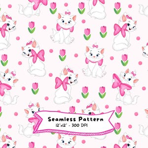Marie Aristocats Seamless Mönster, Akvarell Bakgrund, Digitalt Papper