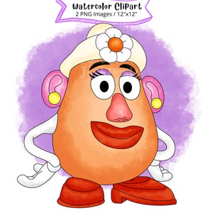 Mr Potato Head Toy Story Watercolor Clipart, Cute Cartoon Illustration, Woody, Buzz Lightyear, PNG, Transparent, Hand Drawn, Commercial