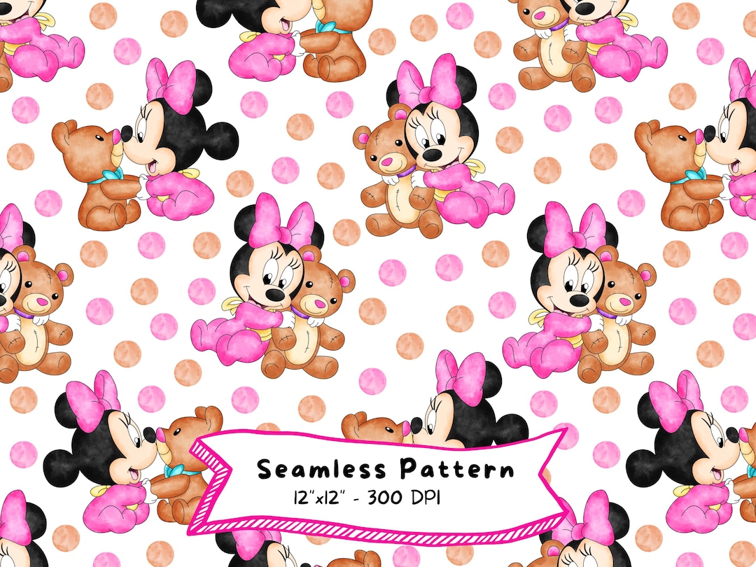 Baby Minnie Mouse Seamless Pattern, Watercolor, Digital Download, High ...