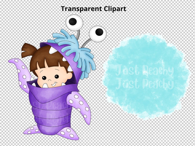 Boo Monsters Inc Watercolor Clipart: Cartoon PNG (digital Download) - Etsy