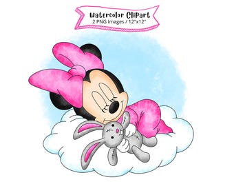 Baby Minnie Mouse aquarel clipartset (PNG)