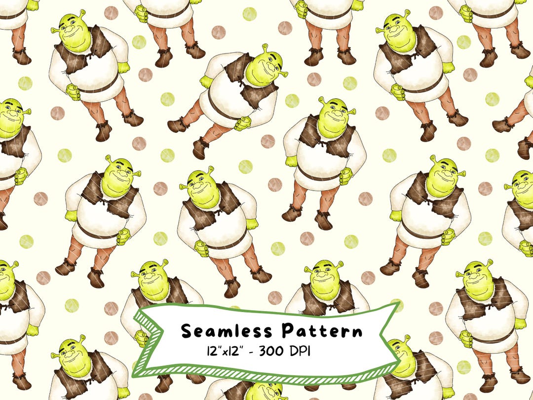 Shrek Theme Pattern Shrek Seamless Pattern, Watercolor Digital Background, Fiona, Donkey ...
