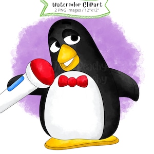 Wheezy from Story Watercolor Clipart, Cute Cartoon Illustration, Buzz Lightyear, Woody, PNG, Penguin, Transparent, Hand Drawn, Commercial
