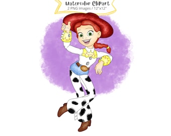 Jessie Toy Story Watercolor Clipart: Cartoon Illustration (PNG)