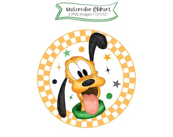 Pluto Watercolor Clipart, High Resolution, Digital Download, PNG,  Cartoon Illustration