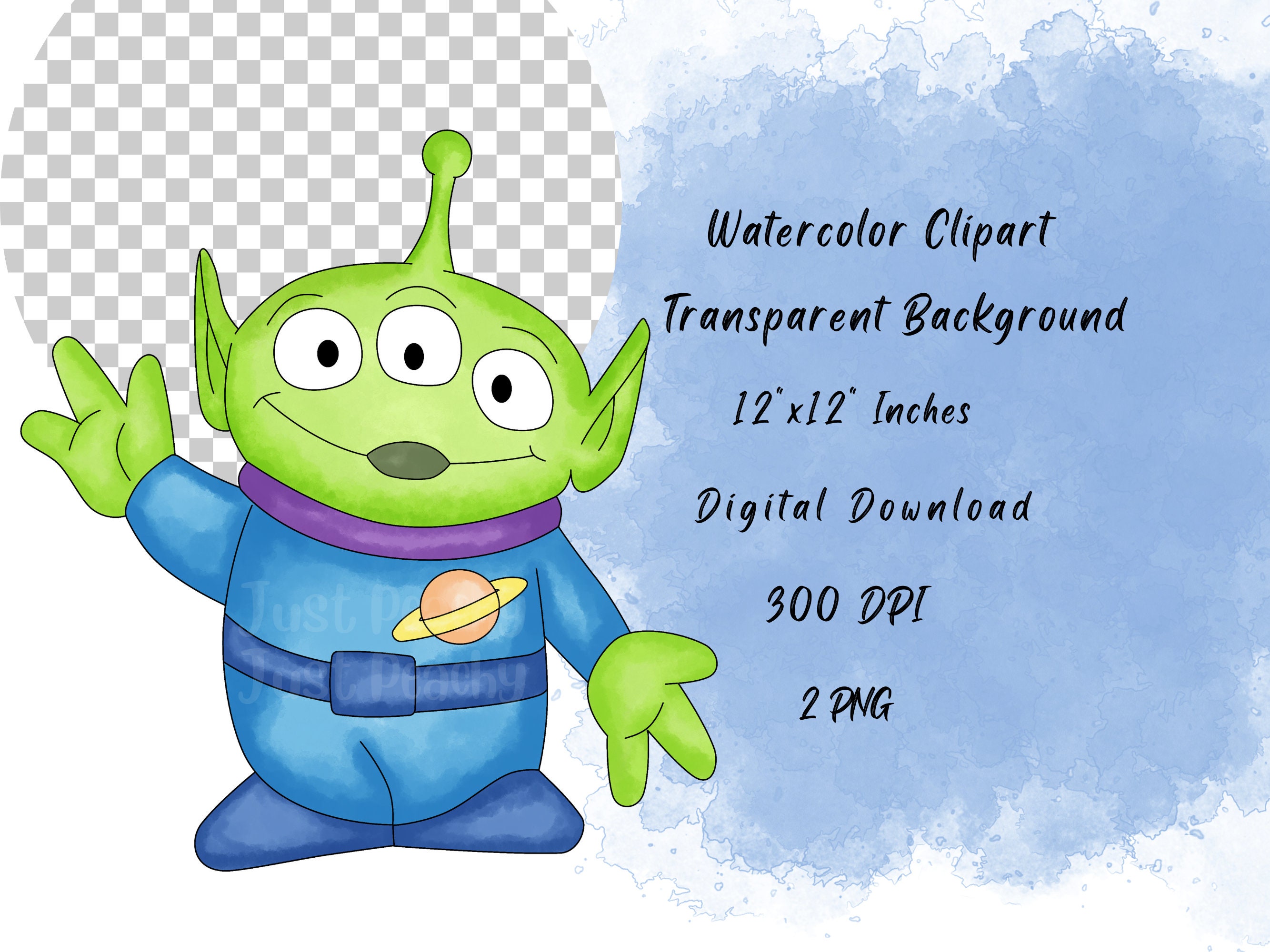 Toy Story Alien Watercolor Clipart, Cartoon Illustration (PNG) - Etsy ...