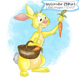 Conejo de Winnie The Pooh dibujado a mano acuarela clipart, dibujos animados lindo, PNG, fondo transparente, alta resolución, guardería, cumpleaños