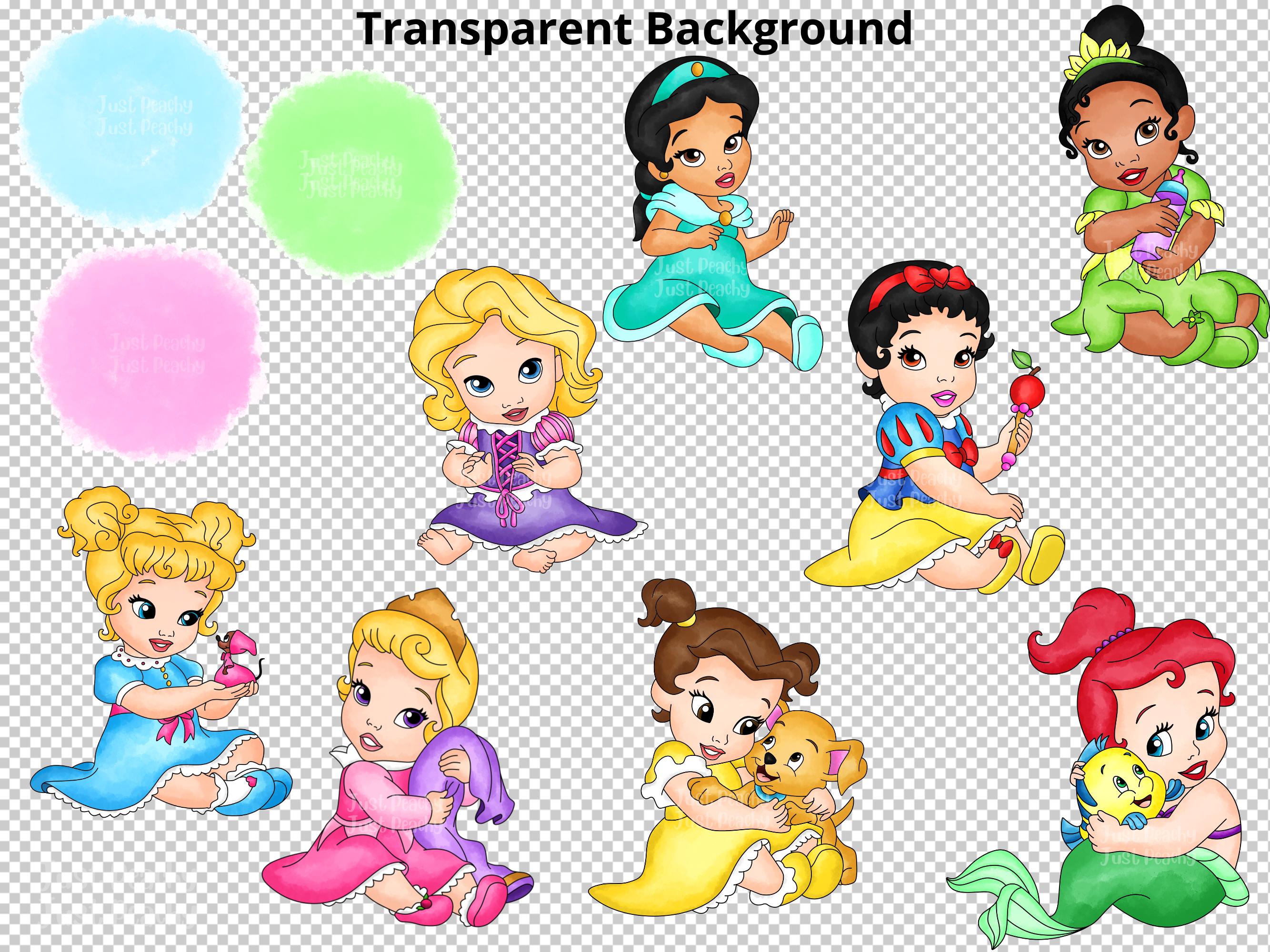 Watercolor Baby Princess Clipart: Cartoon PNG Set (digital Download ...
