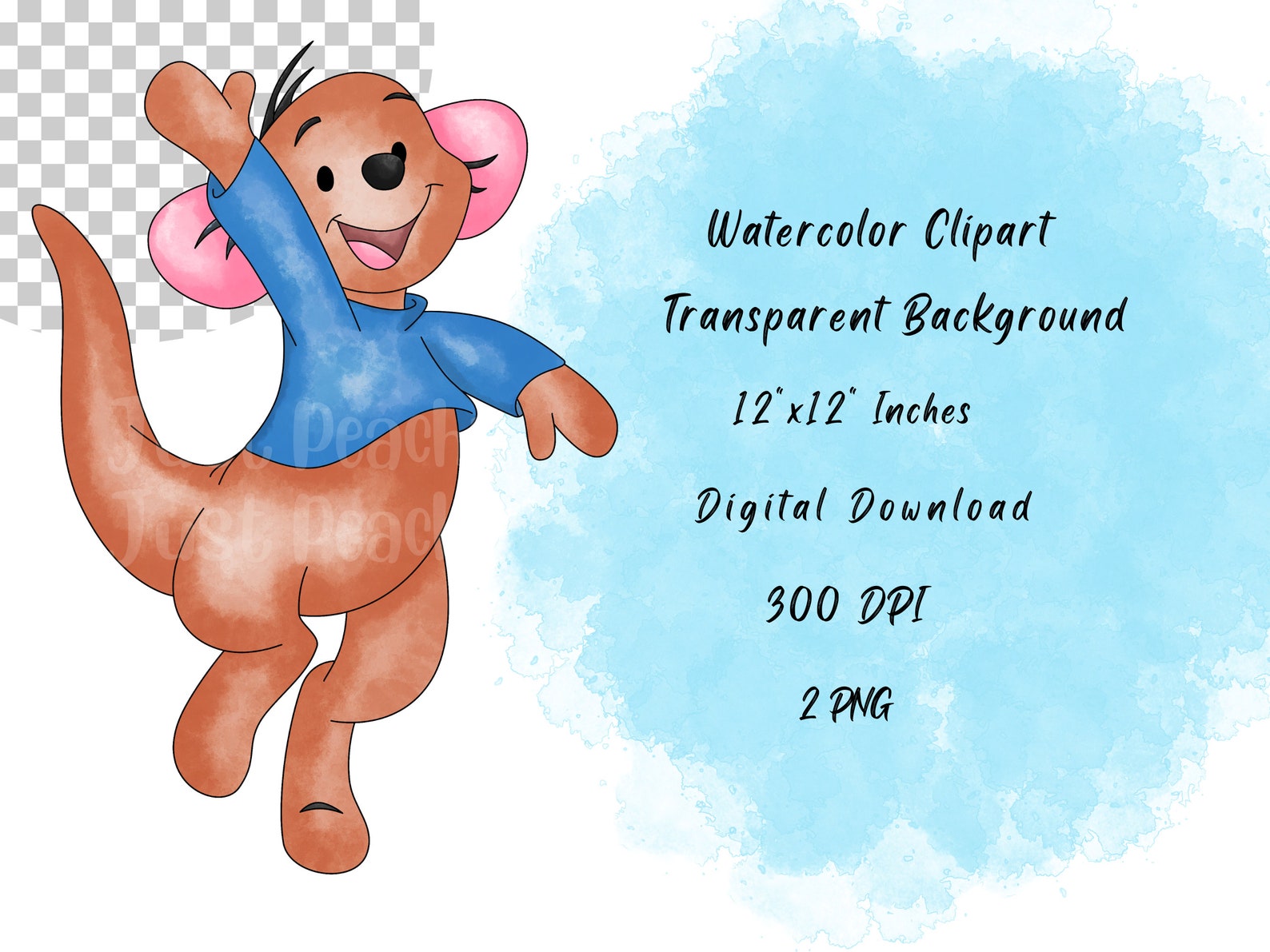 Roo Watercolor Clipart: Winnie the Pooh Cartoon (PNG Digital Download ...