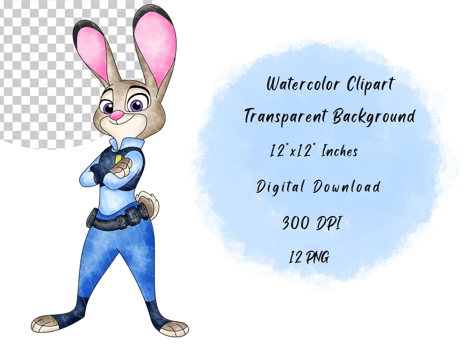 Zootopia Watercolor Clipart Bundle, Judy Hopps, Nick Wilde, Nibbles ...