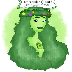 Te Fiti from Moana Hand Drawn Watercolor Clipart Set, Cute Cartoon Illustration, Princess, Transparent Background, Instant Download, Pua