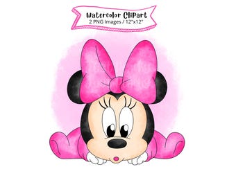 Baby Minnie Mouse aquarel clipartset (PNG)