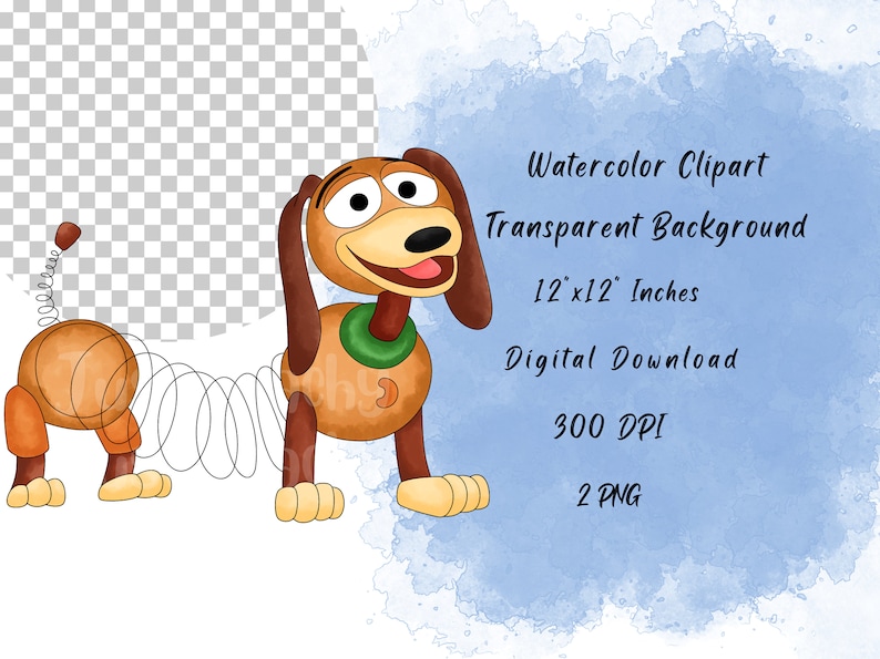 Slinky Dog Watercolor Clipart: Toy Story Illustration (digital Download ...