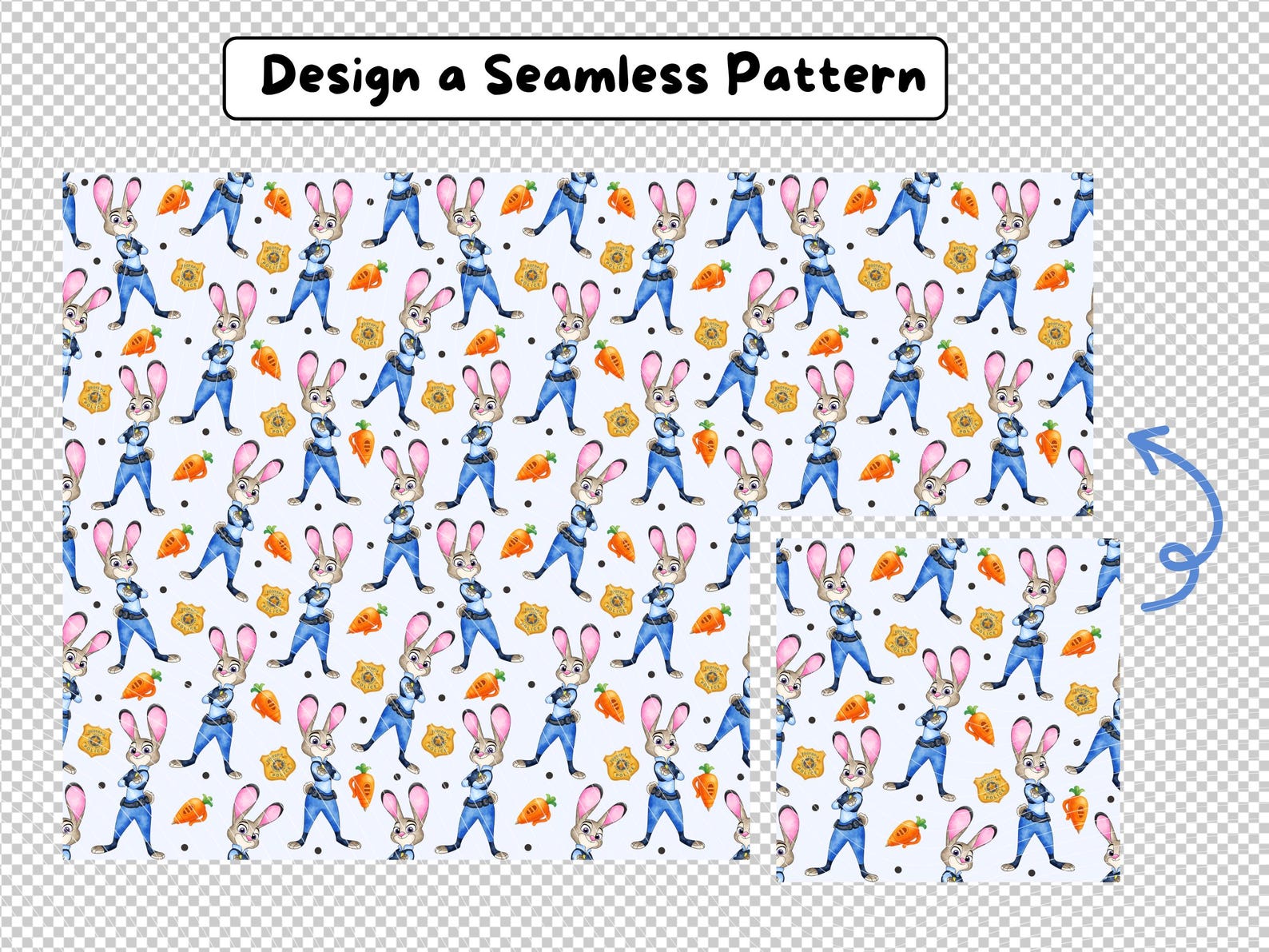 Zootopia Drawing Pattern Zootopia 2 Seamless Pattern, Watercolor Digital Pattern, Judy Hopps, - Etsy