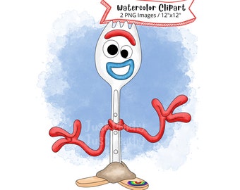 Forky Toy Story Watercolor Clipart: Cartoon Illustration (PNG)