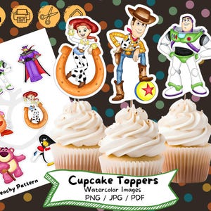 Toy Story Watercolor Cupcake Topper, Set 2, Instant Digital Download, Birthday Party, Cake Topper,  Birthday Decoration, Kids Party