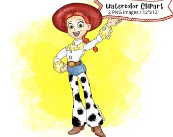 Jessie Toy Story Watercolor Clipart: Cartoon Illustration (PNG Digital Download)