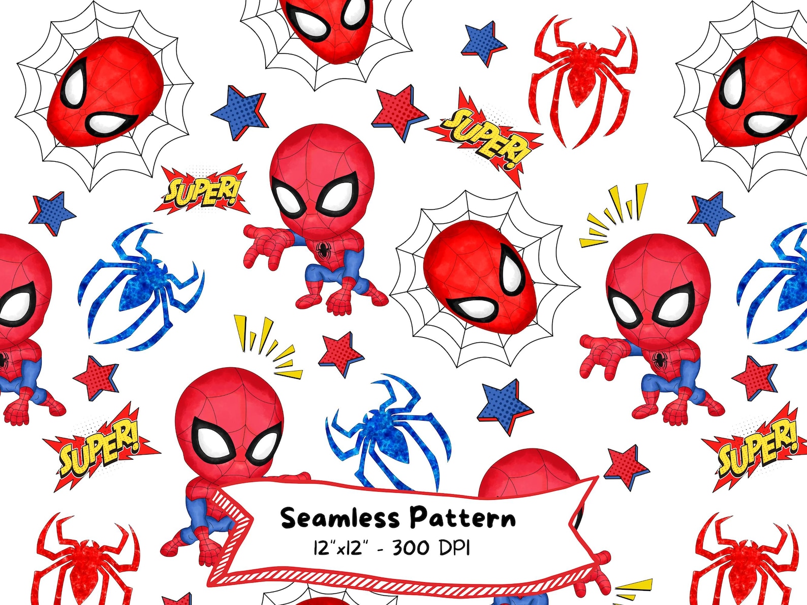 Spider-man Seamless Pattern: Superhero Graphics (digital Download, JPG ...